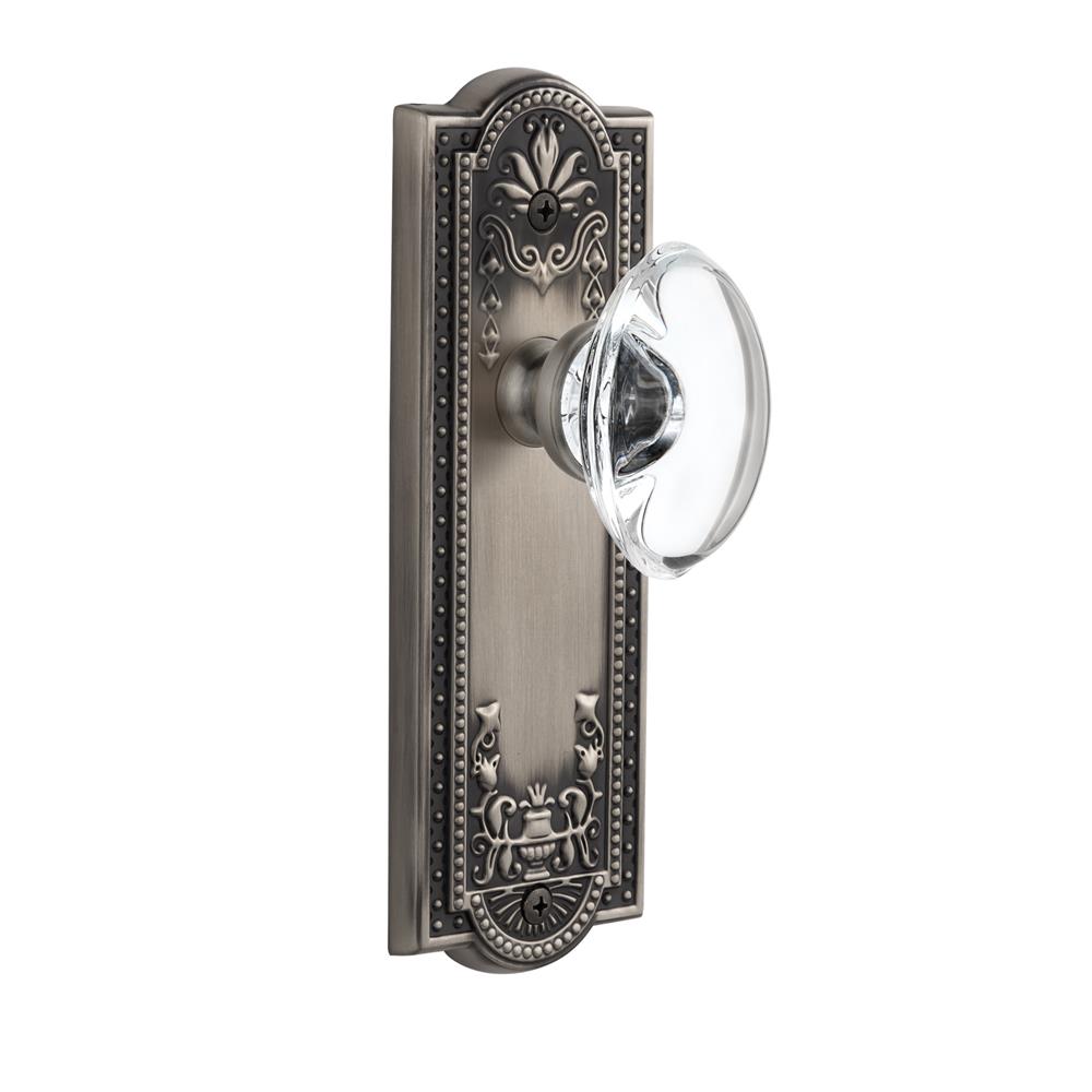 Grandeur by Nostalgic Warehouse PARPRO Passage Knob - Parthenon Plate with Provence Crystal Knob in Antique Pewter